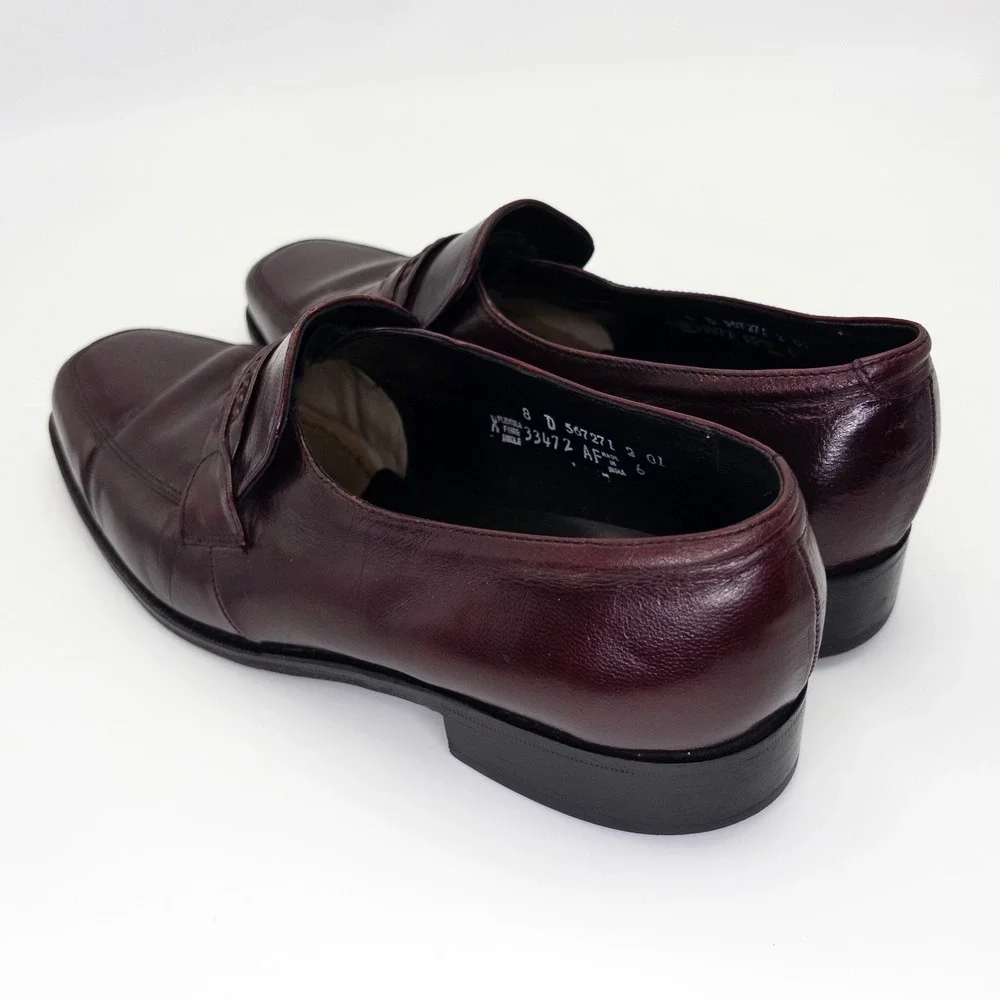 Florsheim Men's Size 8D Loafers Burgundy Leather Braided Dress Shoes USA 33472